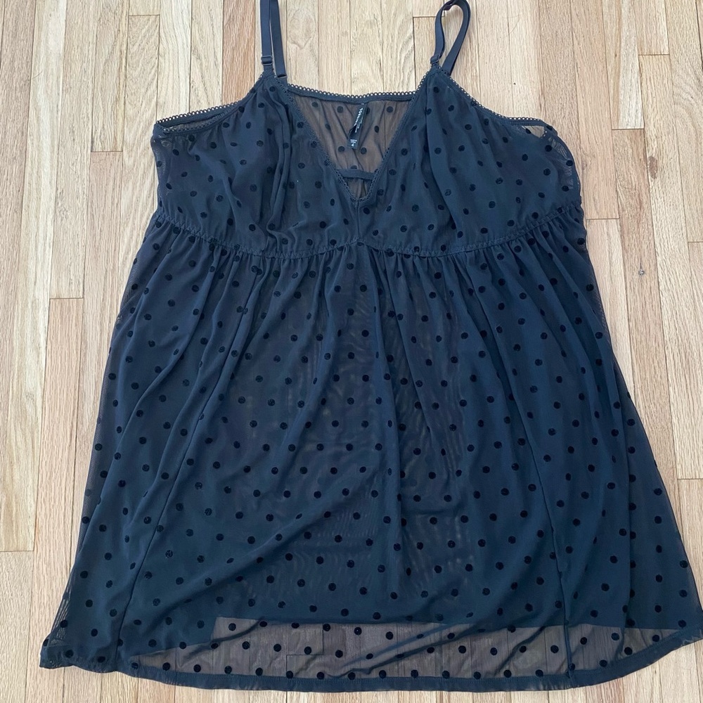 Torrid Curve black sheer swiss dot babydoll whimsygoth negligie top